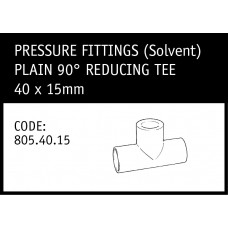 Marley Solvent Plain 90° Reducing Tee 40x15mm - 805.40.15